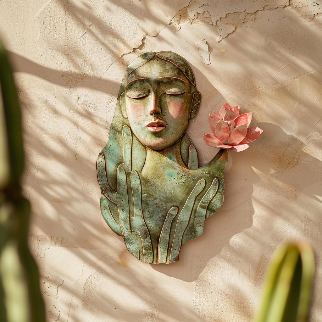 Desert Woman Metal Wall Art, Cactus Floral Crown, Southwestern Boho Decor (UV Printed Aluminum)