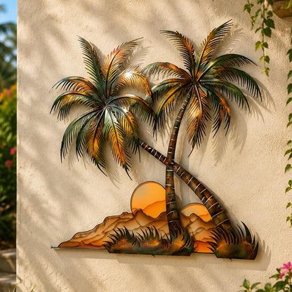 Tropical Palm Tree Metal Wall Art, UV Printed Aluminum Sign