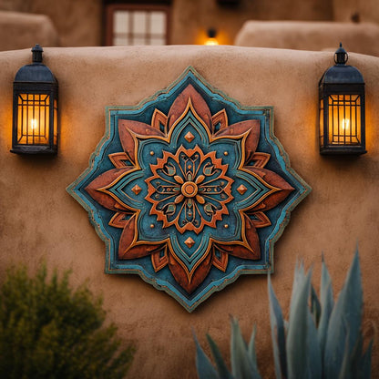 Southwestern Sunburst Metal Wall Art: UV Printed Aluminum, Boho Desert Decor
