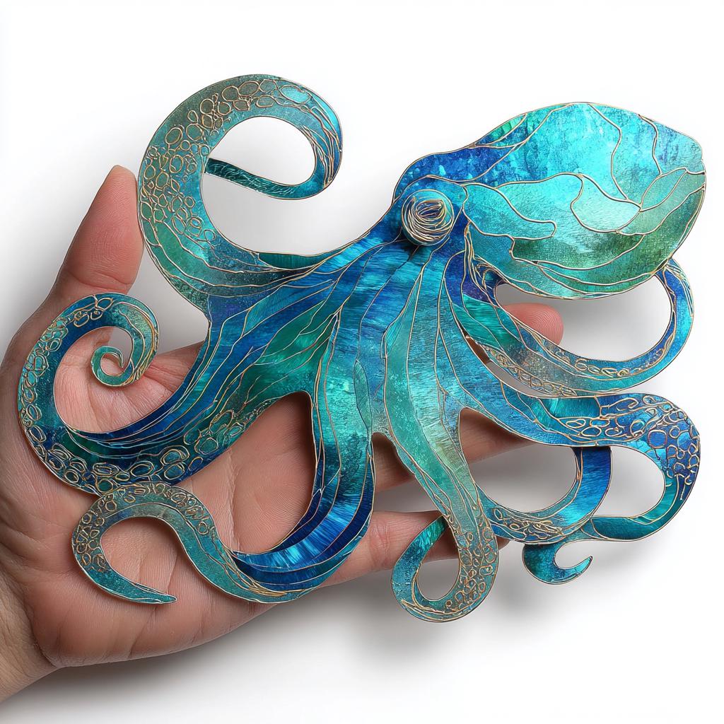 Octopus Metal Wall Art: Coastal Ocean UV Printed Aluminum Nautical Marine Life Hanging Sign