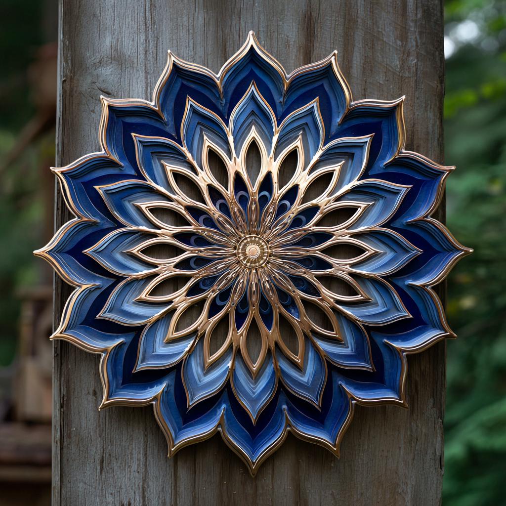 Boho Mandala Metal Wall Art UV Printed Floral Copper Sunburst Decor