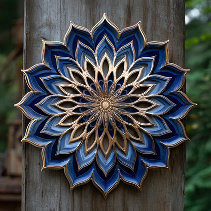 Boho Mandala Metal Wall Art UV Printed Floral Copper Sunburst Decor
