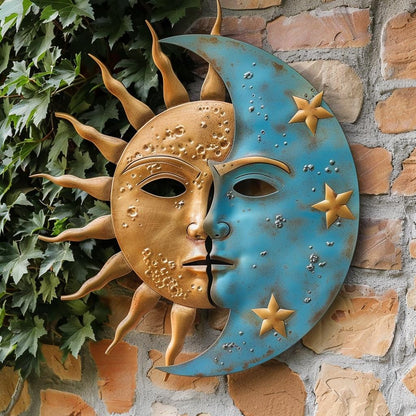 Sun Moon Metal Wall Art, Celestial Boho Sign, UV Printed Aluminum Decor