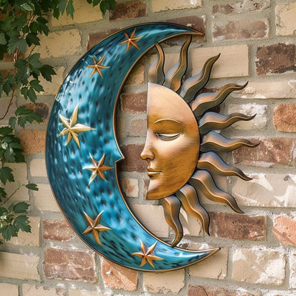 Sun Moon Metal Wall Art, Celestial Boho Sign, UV Printed Aluminum Decor
