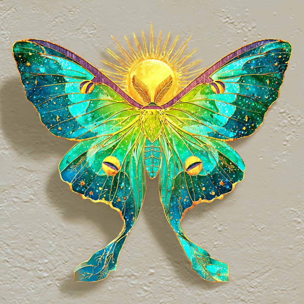 UV Printed Aluminum Moon Moth Wall Art: Celestial Boho Decor