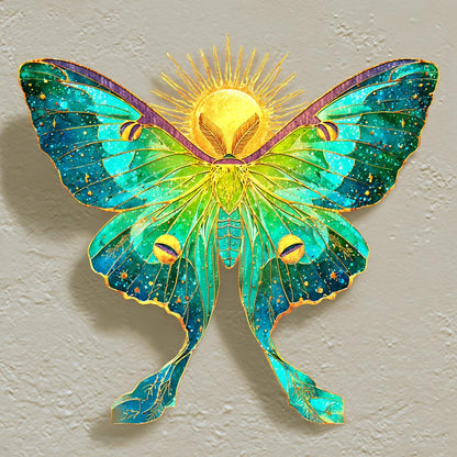 UV Printed Aluminum Moon Moth Wall Art: Celestial Boho Decor