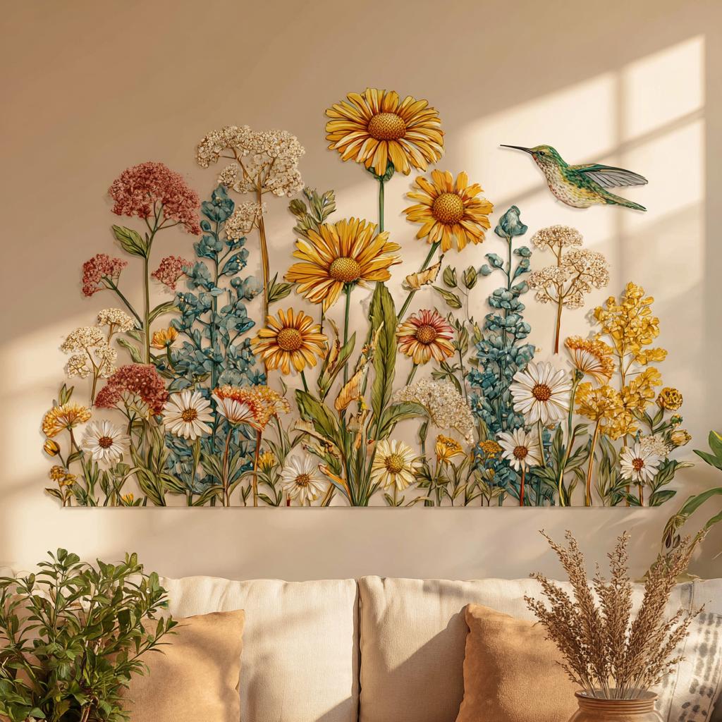 UV Printed Aluminum Metal Wall Art, Rustic Floral Garden Decor (2D Sign)