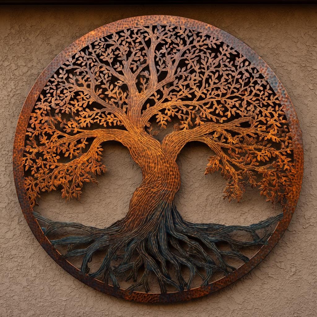 Tree of Life Metal Wall Art, UV Printed Aluminum Garden Decor