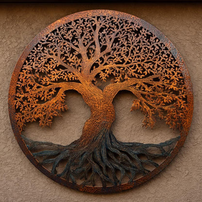 Tree of Life Metal Wall Art, UV Printed Aluminum Garden Decor