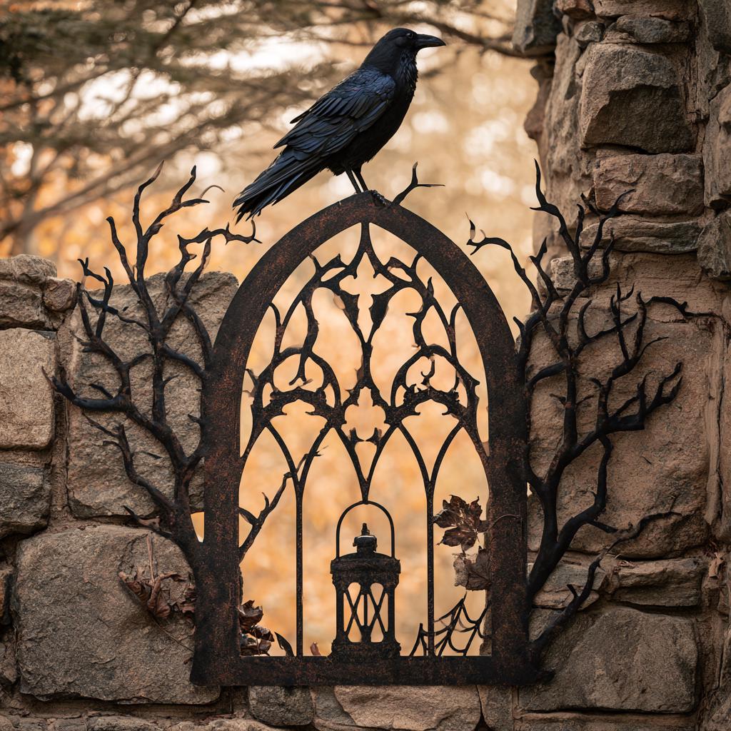 Raven Metal Wall Art, Gothic Halloween Decor, UV Printed Aluminum Sign
