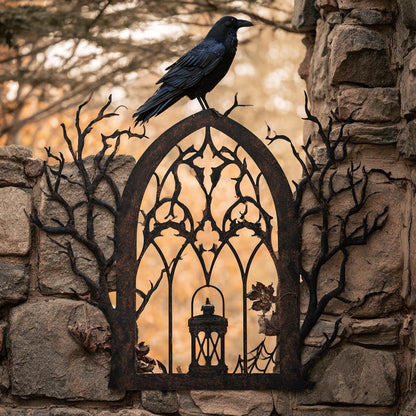 Raven Metal Wall Art, Gothic Halloween Decor, UV Printed Aluminum Sign