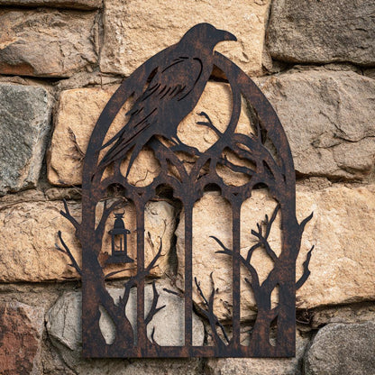 Raven Metal Wall Art, Gothic Halloween Decor, UV Printed Aluminum Sign