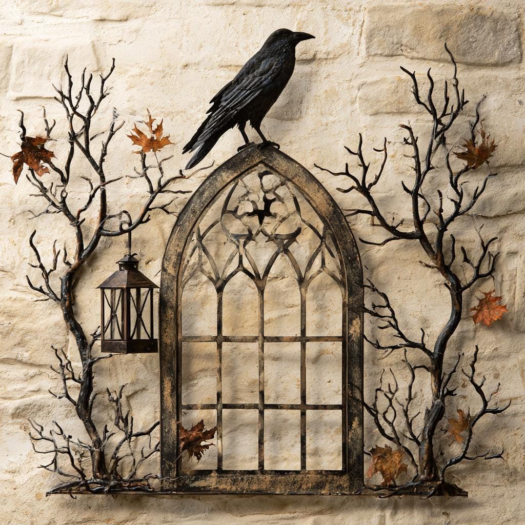 Raven Metal Wall Art, Gothic Halloween Decor, UV Printed Aluminum Sign