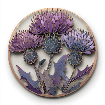 UV Printed Thistle Flower Metal Wall Art, Rustic Botanical Garden Decor (Aluminum Sign)