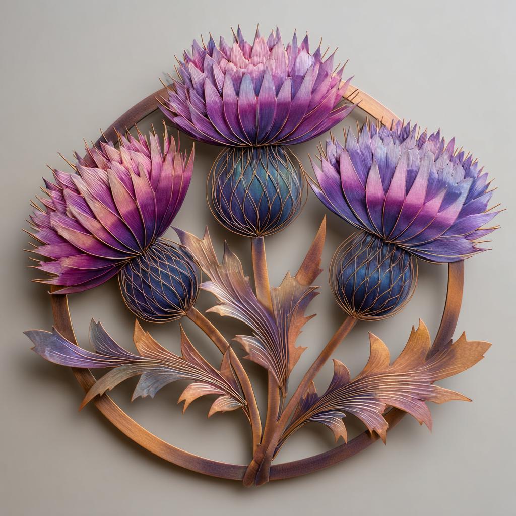 UV Printed Thistle Flower Metal Wall Art, Rustic Botanical Garden Decor (Aluminum Sign)