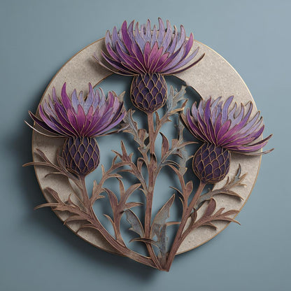 UV Printed Thistle Flower Metal Wall Art, Rustic Botanical Garden Decor (Aluminum Sign)