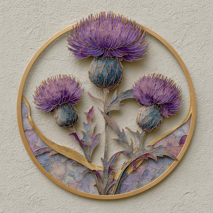 UV Printed Thistle Flower Metal Wall Art, Rustic Botanical Garden Decor (Aluminum Sign)