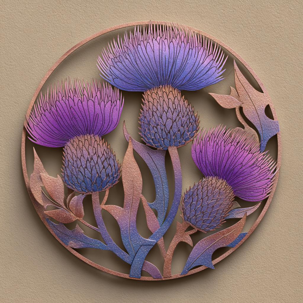 UV Printed Thistle Flower Metal Wall Art, Rustic Botanical Garden Decor (Aluminum Sign)