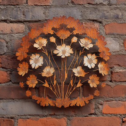 UV Printed Aluminum Metal Wall Art, Rustic Wildflower Garden Decor (2D Flat Sign)