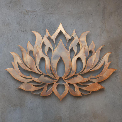 Rustic Lotus Metal Wall Art, UV Printed Aluminum, Farmhouse Garden Decor