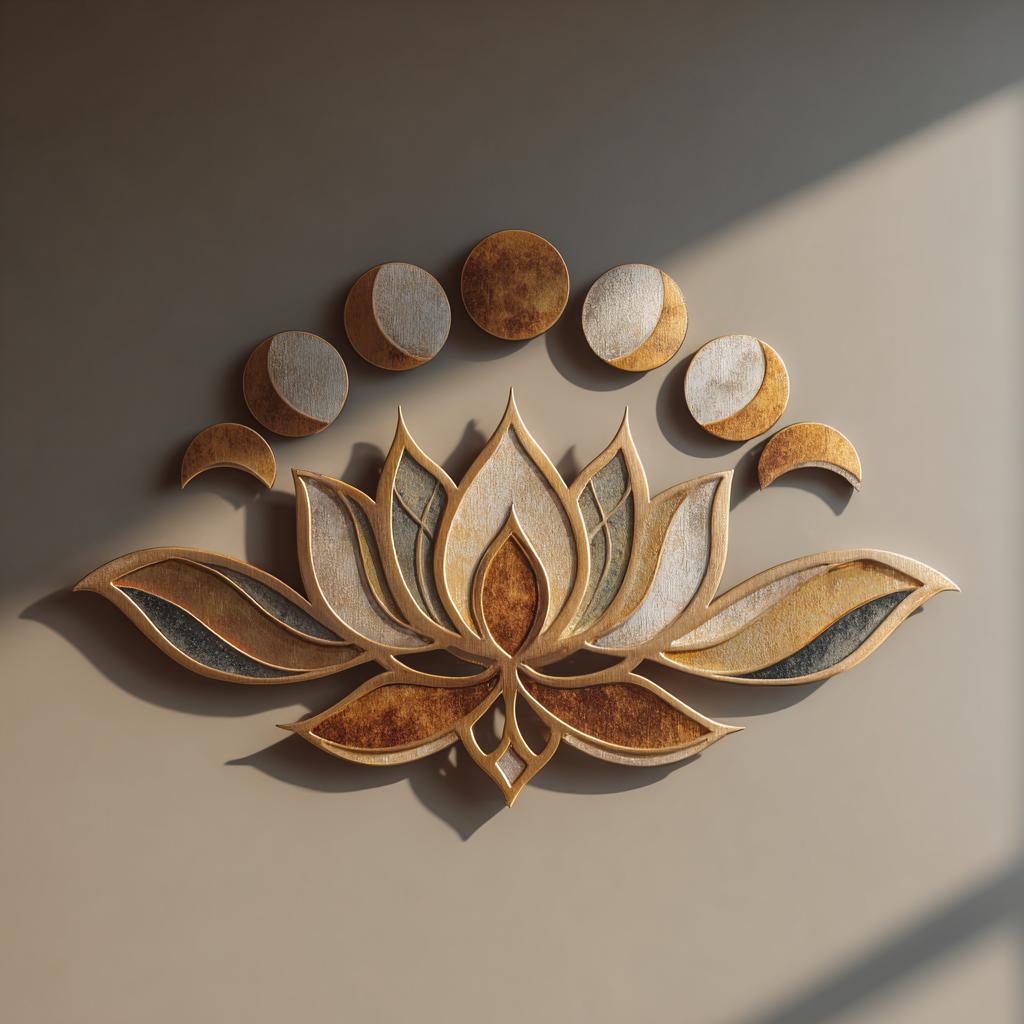 Moon Phase Lotus Metal Wall Art, Celestial Boho Decor (UV Printed Aluminum)