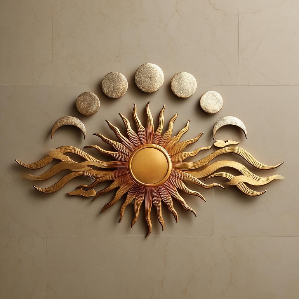 Moon Phase Lotus Metal Wall Art, Celestial Boho Decor (UV Printed Aluminum)