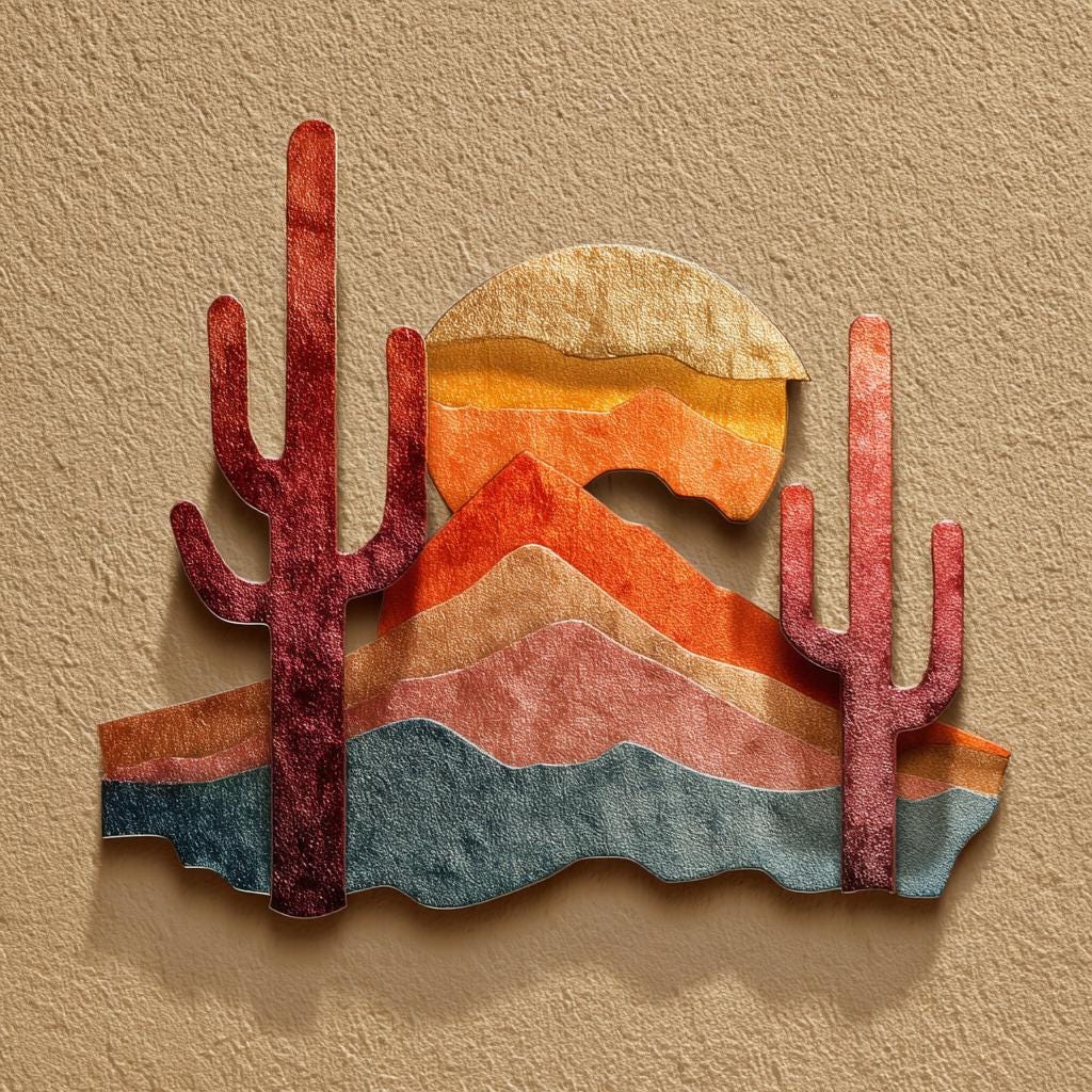 UV Printed Aluminum Cactus Wall Art, Southwestern Desert Decor, Rustic Boho Garden Sign