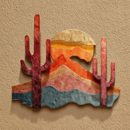 UV Printed Aluminum Cactus Wall Art, Southwestern Desert Decor, Rustic Boho Garden Sign