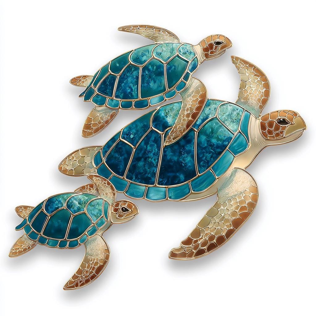 UV Printed Aluminum Sea Turtle Wall Art, Coastal Ocean Decor (2D Metal Sign)