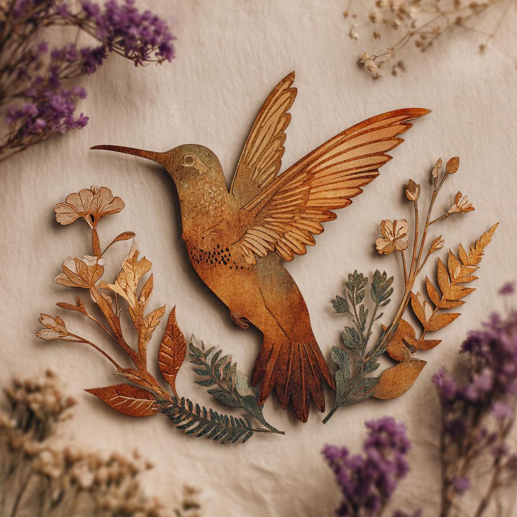 UV Printed Aluminum Hummingbird Wall Art, Floral Garden Decor (2D Metal Sign)