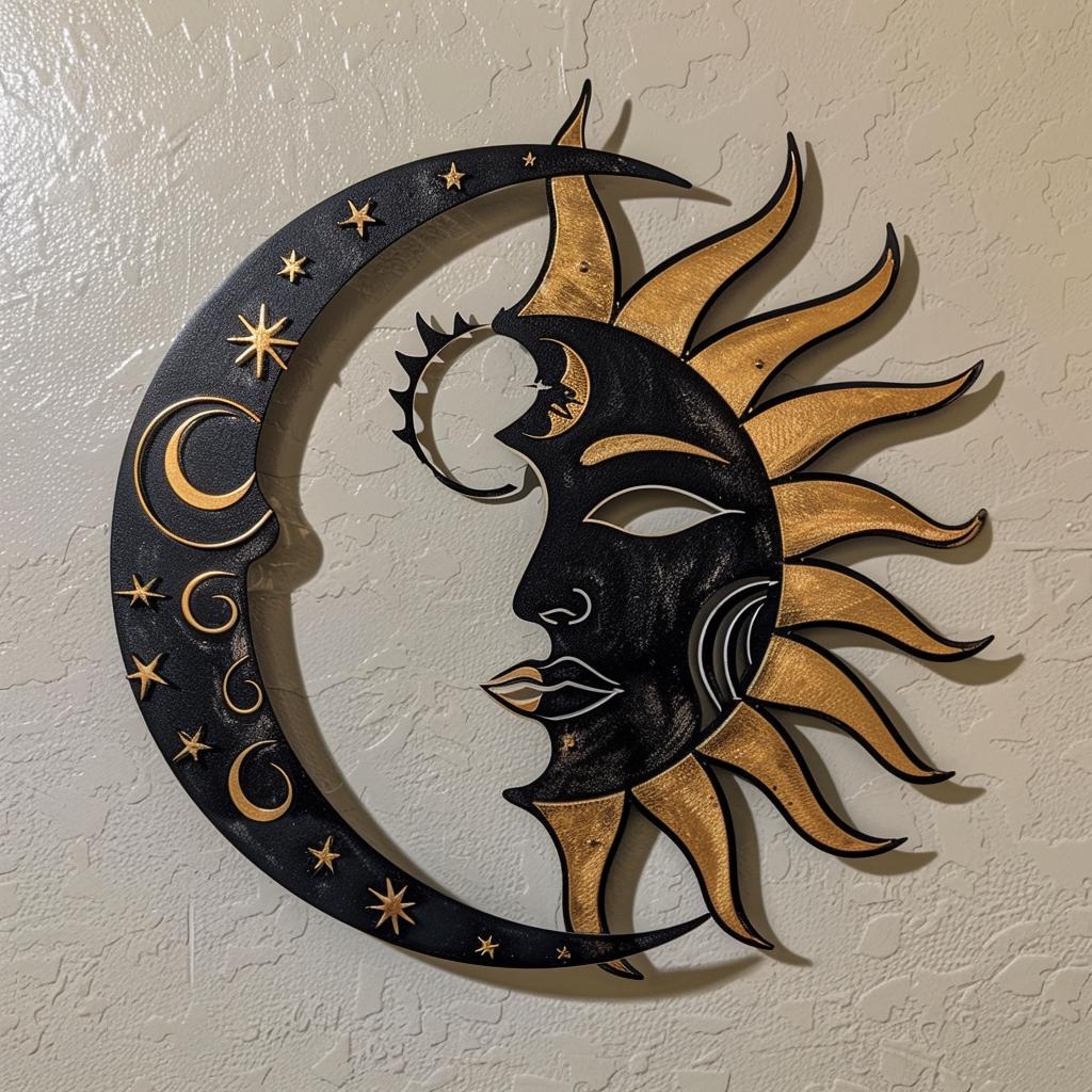 Celestial Sun Moon Metal Wall Art – Boho Cosmic Garden Decor (UV Printed Aluminum)