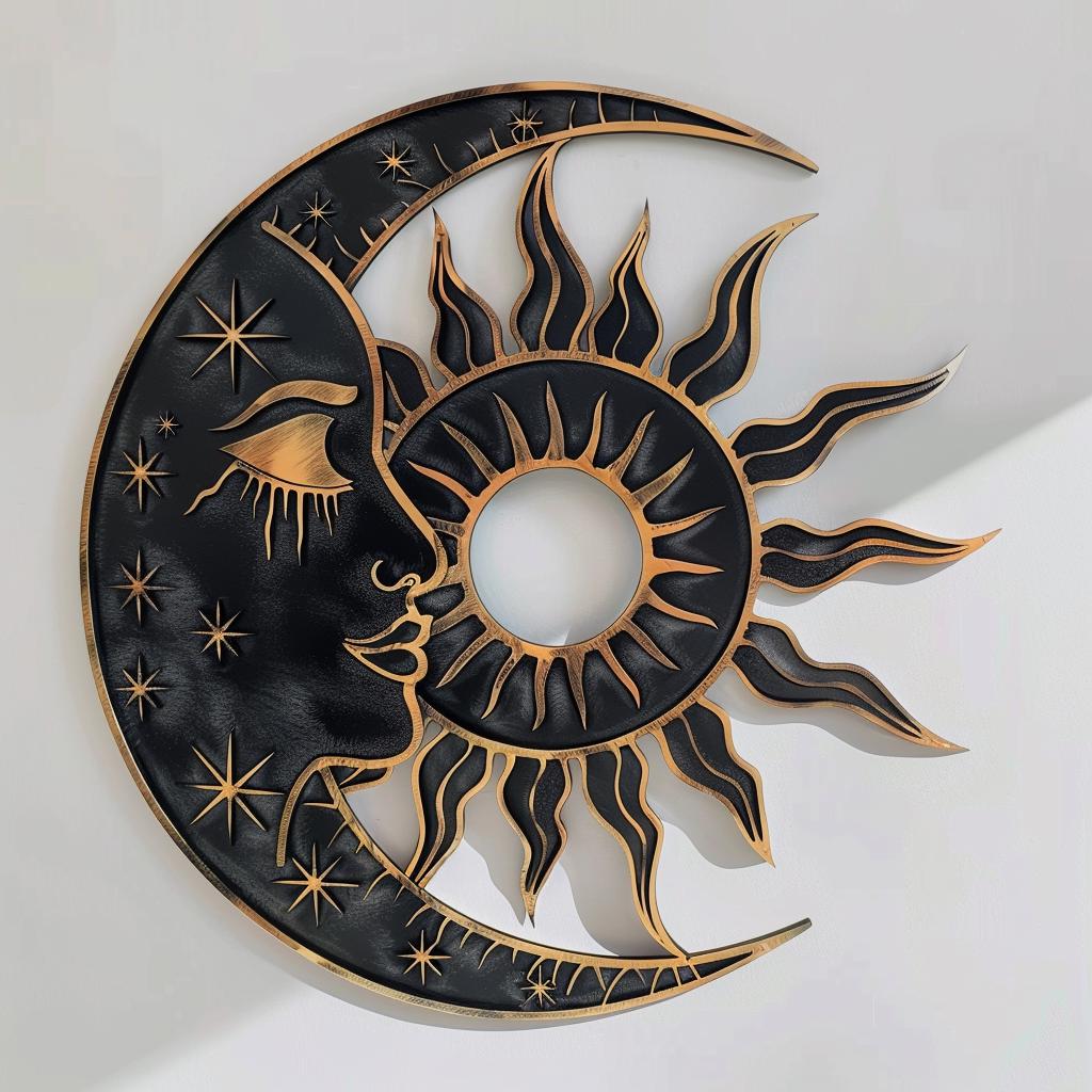 Celestial Sun Moon Metal Wall Art – Boho Cosmic Garden Decor (UV Printed Aluminum)