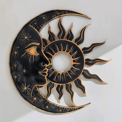 Celestial Sun Moon Metal Wall Art – Boho Cosmic Garden Decor (UV Printed Aluminum)
