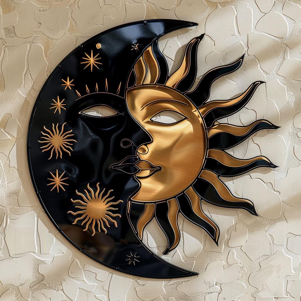 Celestial Sun Moon Metal Wall Art – Boho Cosmic Garden Decor (UV Printed Aluminum)