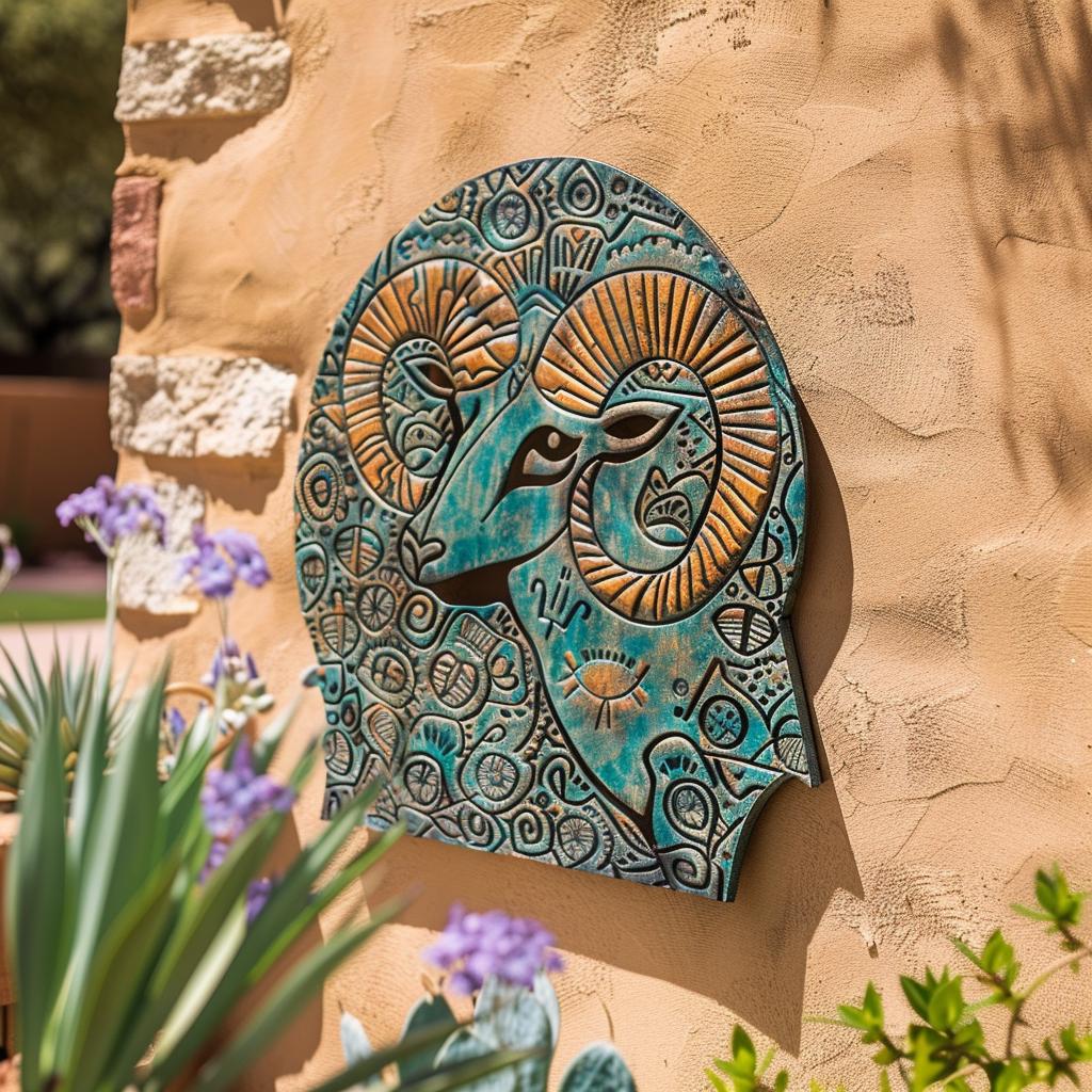 Bighorn Ram Metal Wall Art, Southwestern Desert Decor, UV Printed Aluminum Sign