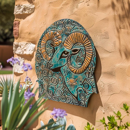 Bighorn Ram Metal Wall Art, Southwestern Desert Decor, UV Printed Aluminum Sign