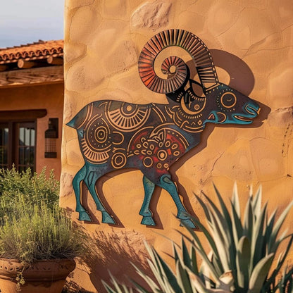 Bighorn Ram Metal Wall Art, Southwestern Desert Decor, UV Printed Aluminum Sign