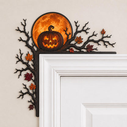 UV Printed Aluminum Halloween Door Topper, Gothic House, Moon, Bats (Flat Metal Art)