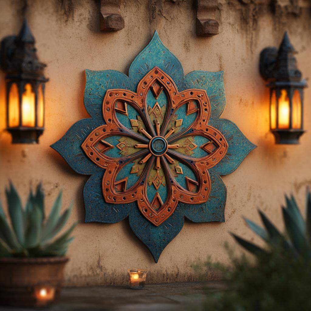 Southwestern Sunburst Metal Wall Art: UV Printed Aluminum, Boho Desert Decor
