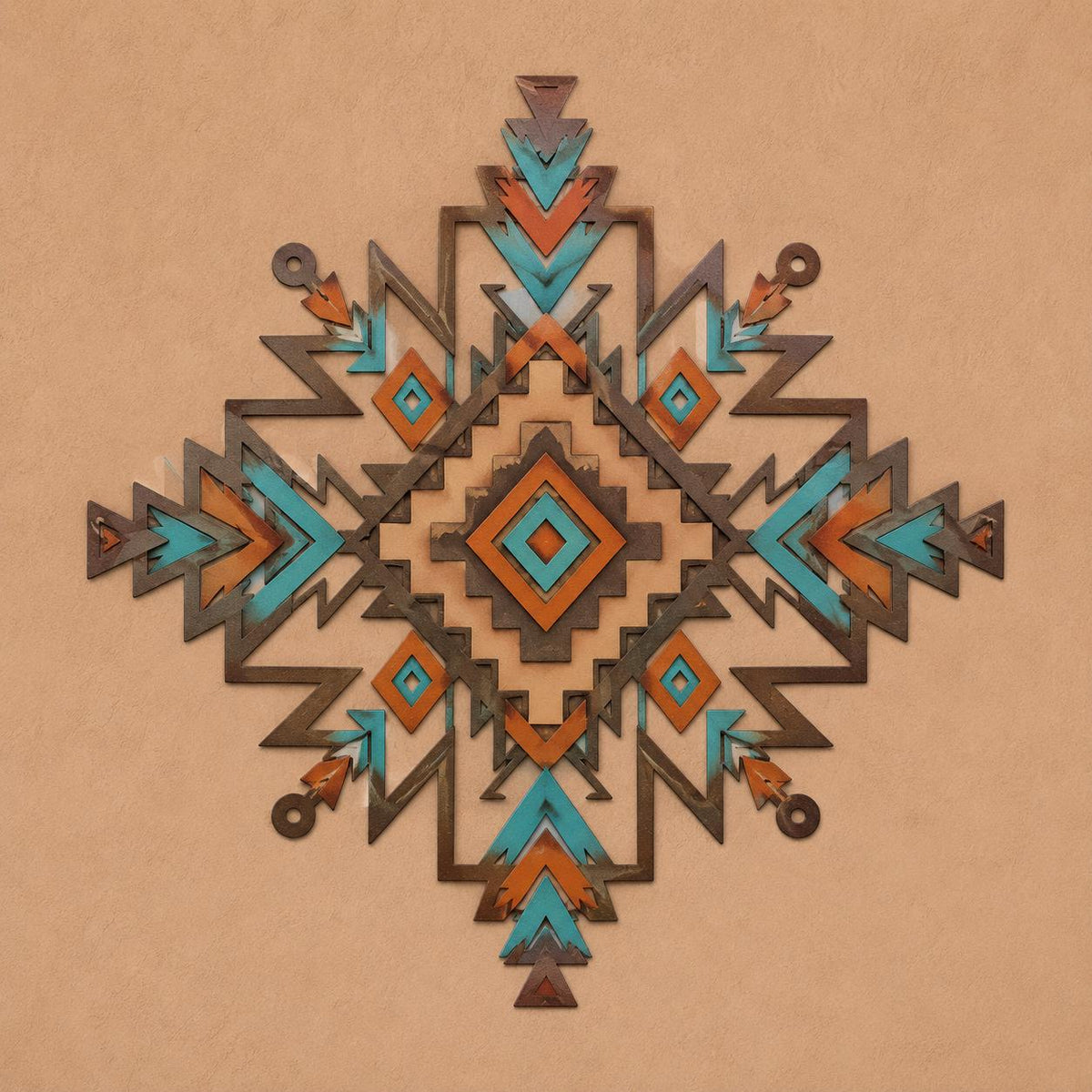 Southwestern Sunburst Metal Wall Art: UV Printed Aluminum, Boho Desert Decor