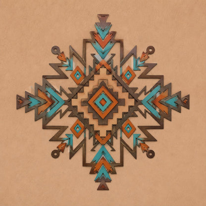 Southwestern Sunburst Metal Wall Art: UV Printed Aluminum, Boho Desert Decor