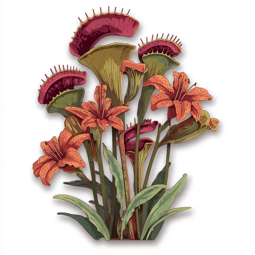 Venus Flytrap Tiger Lily Metal Wall Art, UV Printed Aluminum Sign (2D)
