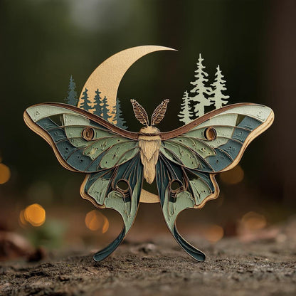 Luna Moth Metal Wall Art, Moon Forest Decor, Gothic Woodland Sign (UV Printed Aluminum)