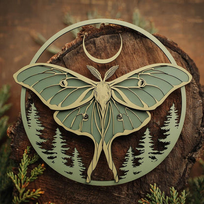 Luna Moth Metal Wall Art, Moon Forest Decor, Gothic Woodland Sign (UV Printed Aluminum)