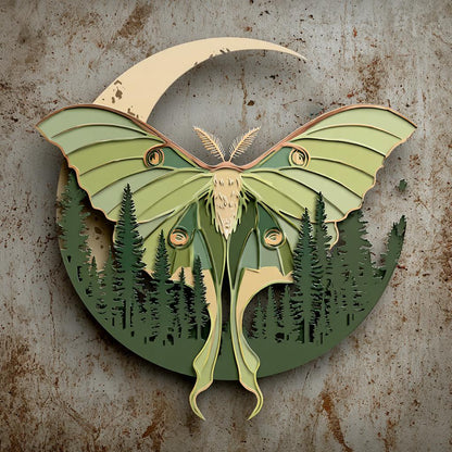 Luna Moth Metal Wall Art, Moon Forest Decor, Gothic Woodland Sign (UV Printed Aluminum)
