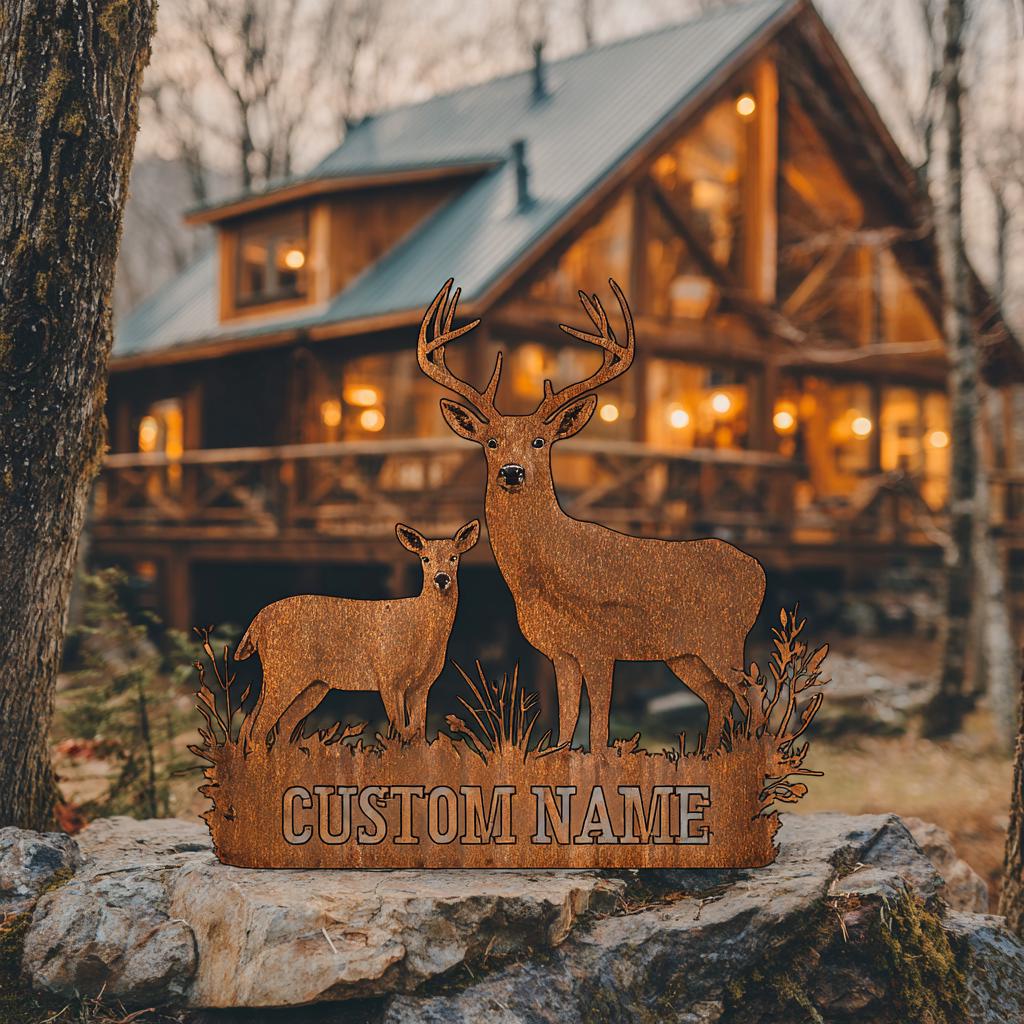 Custom Deer Hunter Metal Sign, Personalized Bow & Rifle Wall Art (UV Printed Aluminum)