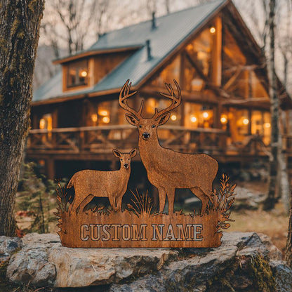 Custom Deer Hunter Metal Sign, Personalized Bow & Rifle Wall Art (UV Printed Aluminum)