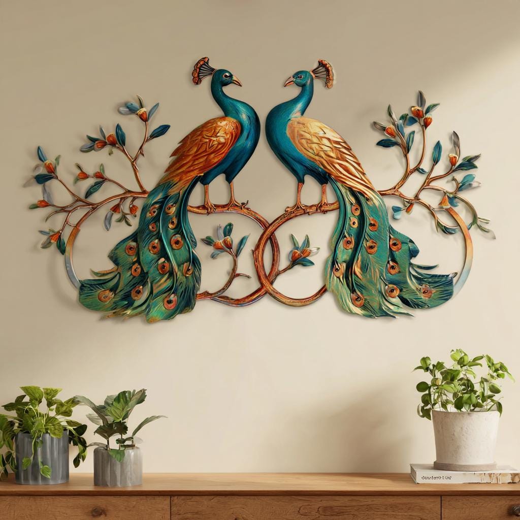 Couple Peacock Metal Wall Art, Romantic Anniversary Gift, UV Printed Aluminum Sign