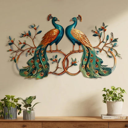 Couple Peacock Metal Wall Art, Romantic Anniversary Gift, UV Printed Aluminum Sign