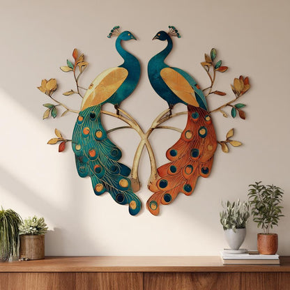 Couple Peacock Metal Wall Art, Romantic Anniversary Gift, UV Printed Aluminum Sign
